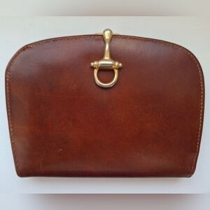 Vintage Smooth Italian Leather Equestrian Wallet in Brown, Bit Bridle Closure